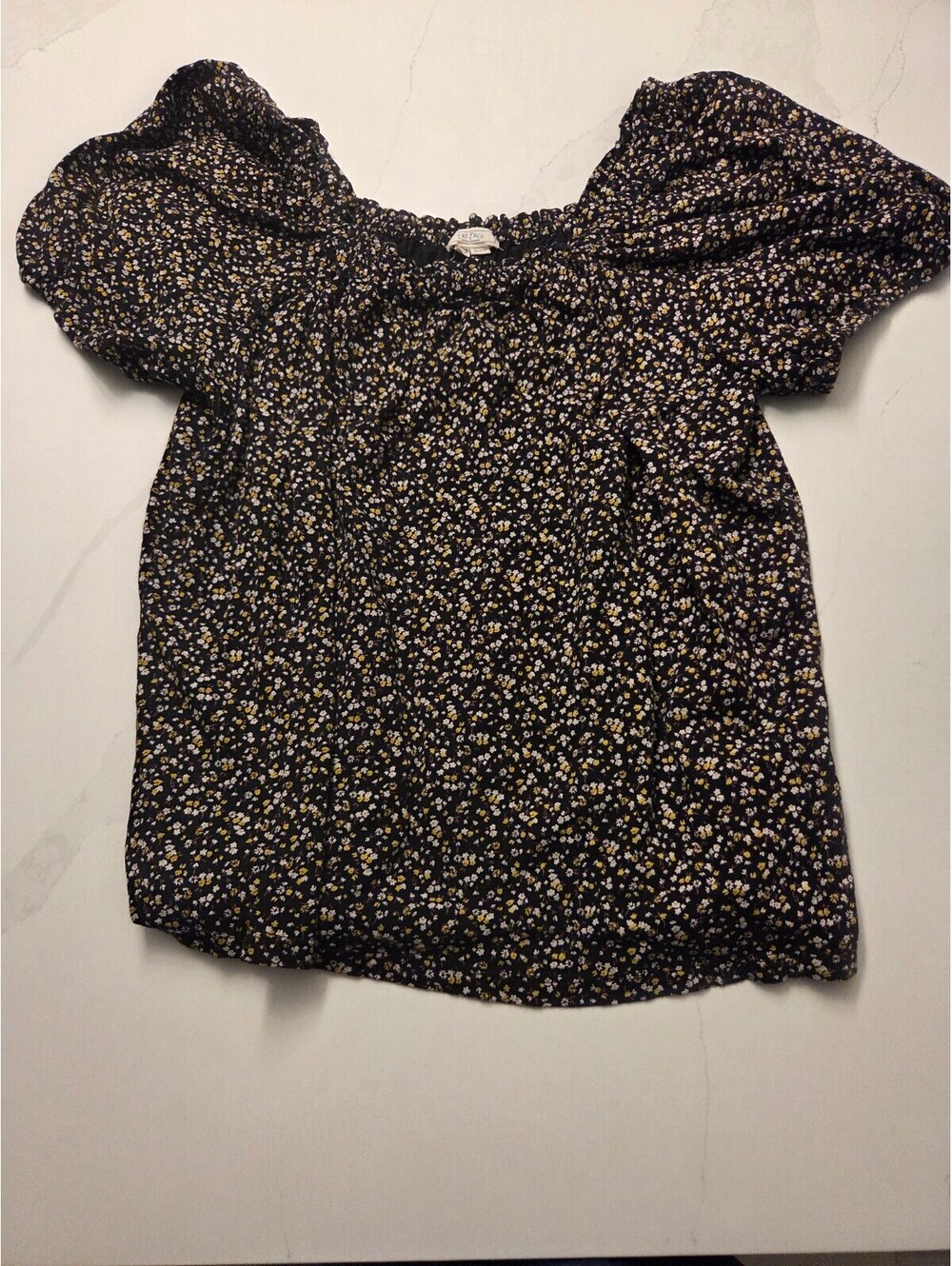 FatFace Women's Black Floral Off-Shoulder Blouse Size UK 14 EU 42 - Picture 2 of 8